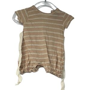 Minimu baby girl sz 3 m pink white stripped 1 piece shortsleeve romper dressy